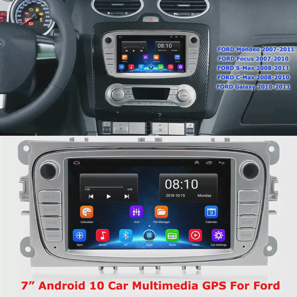 Автомагнитола 2 Din, 7 дюймов, Android 10, мультимедийный проигрыватель MP5, GPS-навигация для Mondeo, Focus, Galaxy (art.: 3920be4b227b7)-0