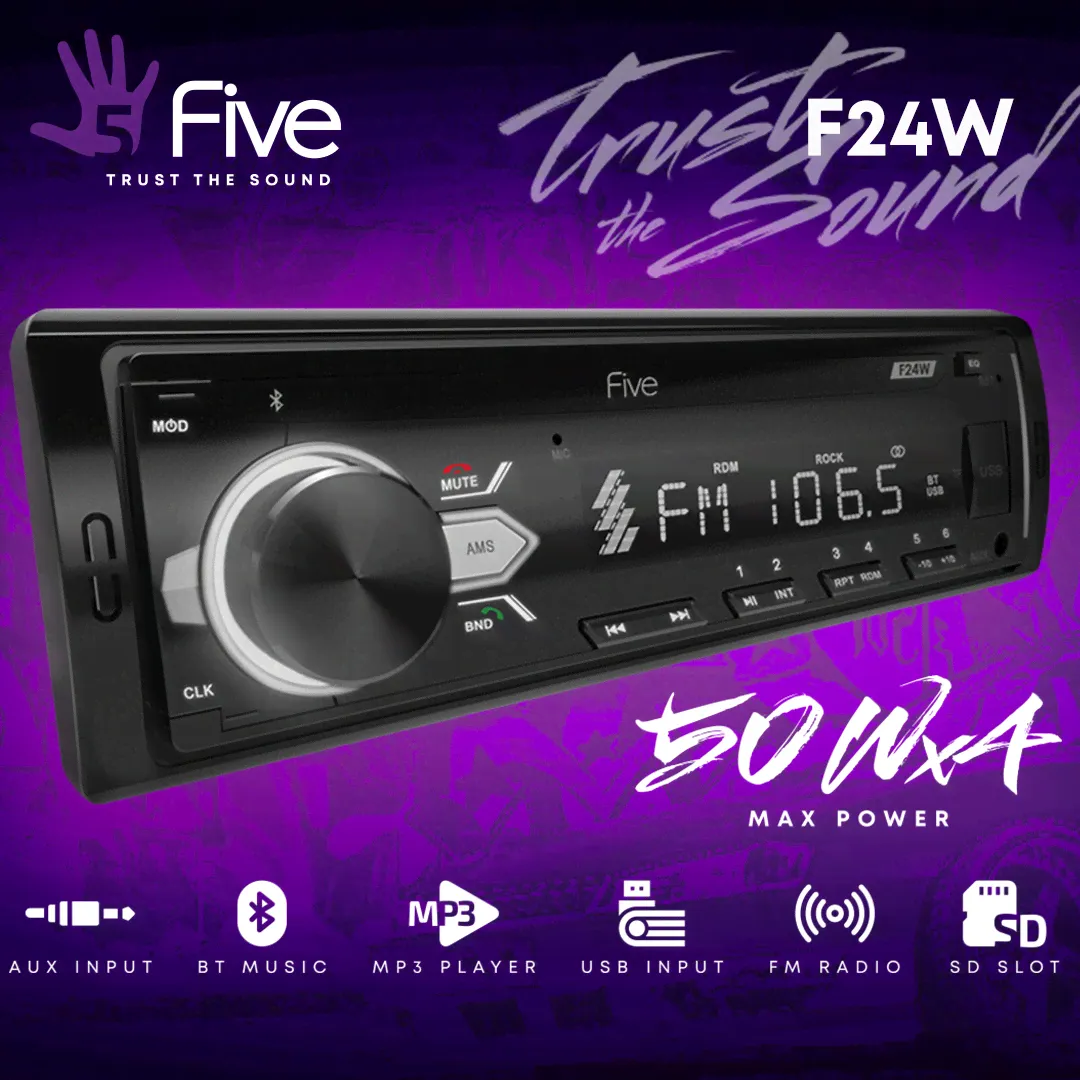 Автомагнитола Five F24W / Bluetooth / USB / 2RCA / AUX