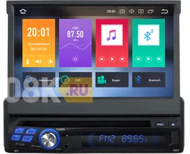 Универсальная 1DIN автомагнитола Android 8.0 Carmedia KDO-8600 с выдвижным экраном