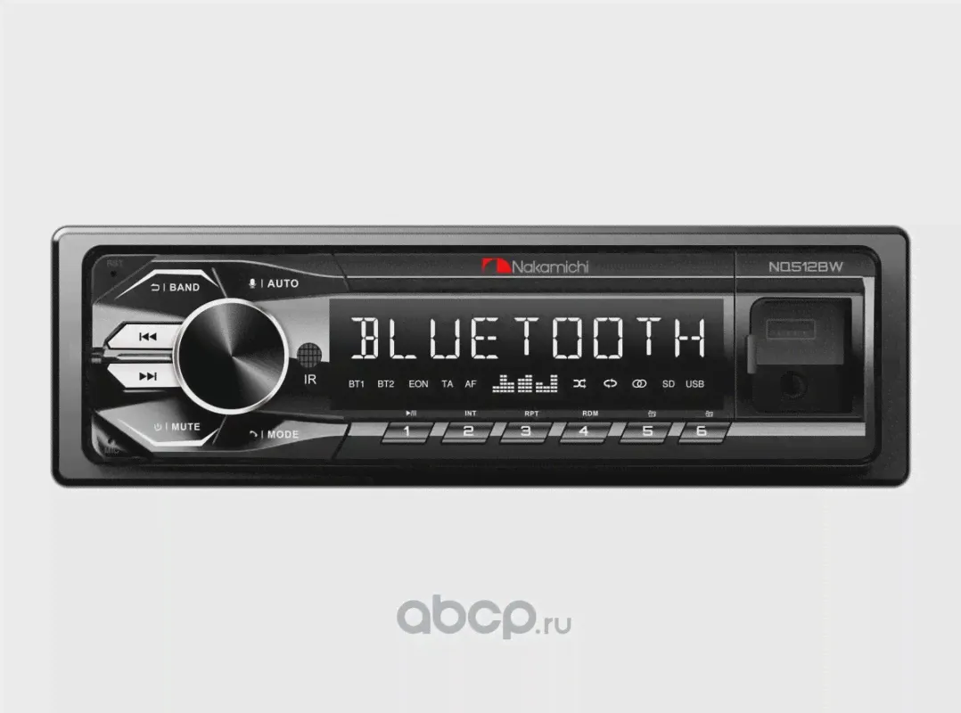 Автомагнитола Nakamichi NQ512BW 1 din, USB, AUX, Bluetooth, 50x4 Вт,бел. NAKAMICHI