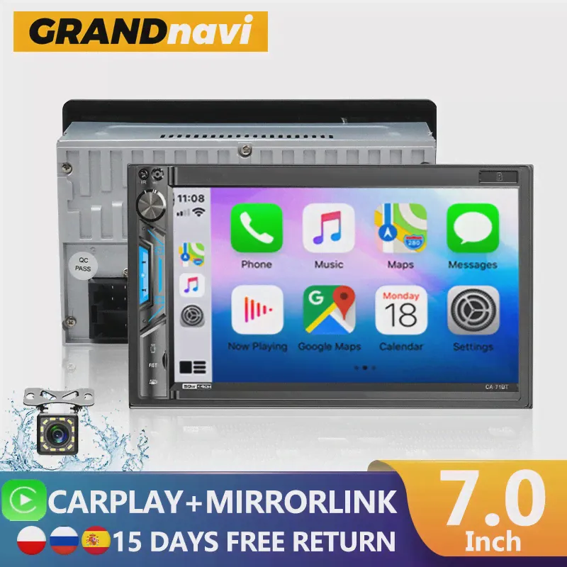 🛍 Автомагнитола GRANDnavi 2din для Carplay 71BTC, автомагнитола 2 Din с зеркальным соединением, Bluetooth, USB, SD, микрофоном, FM-радио 7 дюймов, универсальная-4