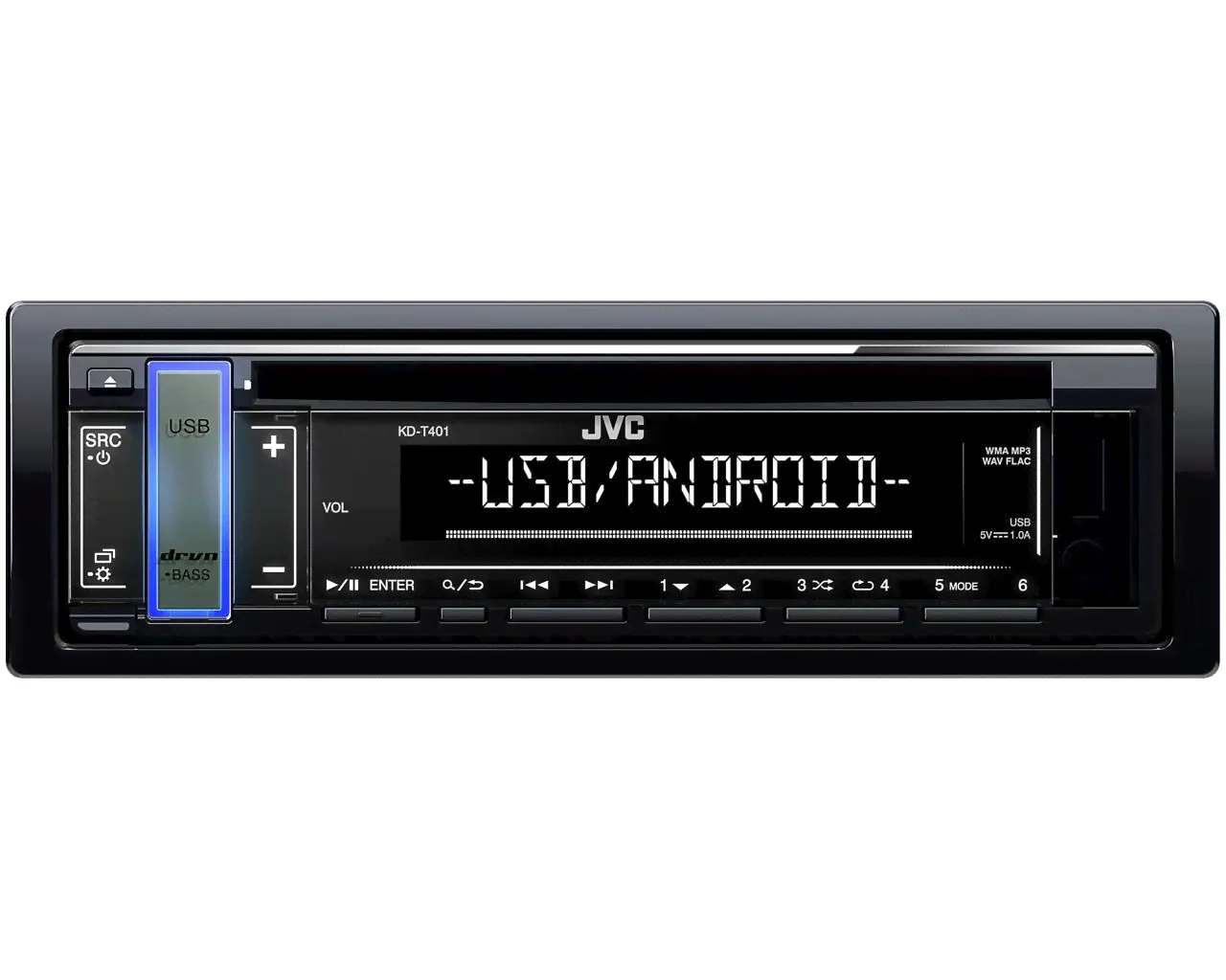 JVC Автомагнитола, 1 DIN, 0ГБ-0