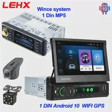 🛍 Автомагнитола LEHX, универсальная стерео-система на Android, с выдвижным экраном 7 дюймов, GPS, Навигатором, DVD, Типоразмер 1DIN